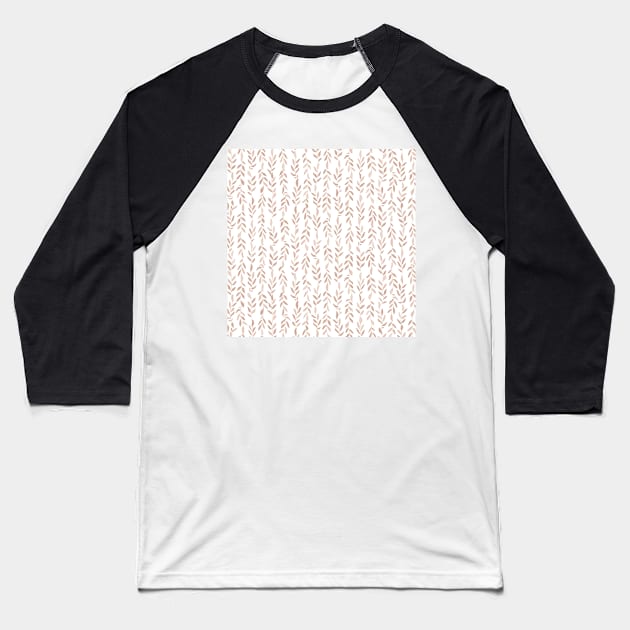 Taupe Minimal Leaves Pattern Baseball T-Shirt by sorbetedelimon